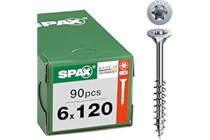 SPAX Universalschraube 6 x 120 mm, 90 Stück - Holzschrauben, Teilgewinde, Senkkopf, T-STAR plus T30, 4CUT Spitze, WIROX Beschichtung - 8000000277092