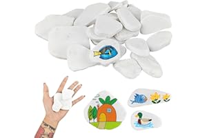 WHOLESOUKYII 25 Pezzi Sassi Piatti da Dipingere, Creative Pebble di 5-8 cm, Ghiaia Fine e Ghiaia Grossolana Materiale, Sassi da Dipingere, per Pittura Decorativa Colorata (Bianca)