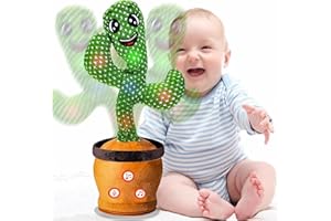 THH Dancing Cactus Baby Toys 6 to 12 Months, Talking Cactus Toys with LED 120 Pcs Songs, Repeats What You Say Baby Toys 12-18 Month Boys Girls, Dancing Cactus Mimicking Toy Sing Talking Musical Toy
