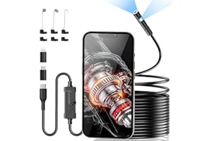 Ennovor Endoscopio per Smartphone Doppie Lenti 1920P HD, Sonda con Telecamera per Ispezione Tubi Professionale IP67 Impermeabile con 8+1 LED e Cavo Semirigido da 5M, Compatibile con Android e iOS