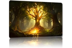 Malqiqi Playmat for MTG, with Free Storage Bags,Game Mat 24 x 14 inches, TCG and Board Game Mat for Cards,Mousepad Desk Mats (Tree 8-Regular)