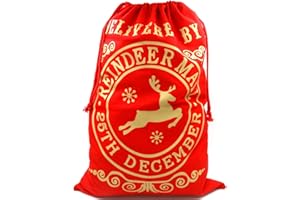 TRIXES Sacco di Babbo Natale extra large rosso - Sacco regalo con renne natalizie in stile cordino - Confezione regalo - Grande capacità