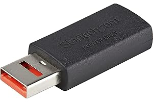 StarTech.com Adaptador Bloqueador USB de Datos, Adaptador USB Macho a Hembra de Carga Solamente, Sin Datos, Solo de Carga para Tablet o Teléfono Móvil, Adaptador Protector USB (USBSCHAAMF)