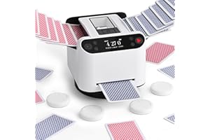 OBLITZON Automatic Card Shuffler and Dealer Machine – 360° Rotating for 1-2 Decks, 2-12 Players with 4 Remotes | Built-in Game Modes, Rechargeable & Quiet for Poker, UNO, Phase 10, Skip-Bo, Rummy (White)