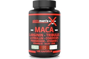 ‎AKTIVMEN´S aktivmen's X MACA SCHWARZ - weil Spaß zum Leben gehört! 166 Kapseln teuflisch gut hochdosiert + L-Arginin, L-Citrullin, Cordyceps, Tribulus, Pinienrinde, Selen, Vitamin C + B5, Zink, 1 Dose (1x135,6g)