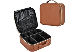 TAYQWIHEVA Trousse de Maquillage Trousse à Cosmétiques Sac Maquillage Beauty Case Vanity et Trousses à Maquillage Malette Rangement Maquillage, Marron