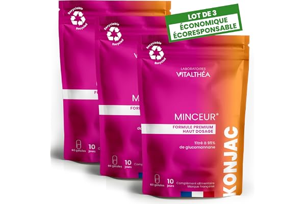 KONJAC x3 sachets | Actif 100% naturel | Effet Satiété, Ligne & Transit – à consommer dans le cadre d’un régime hypocalorique | Fabrication France