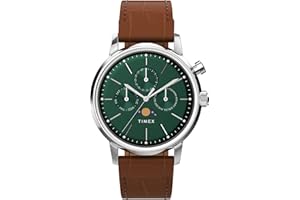 Timex Marlin zegarek męski 40 mm – brązowy pasek dwuczęściowy szybkiego zakładania, zielona tarcza, koperta ze stali nierdzewnej, TW2W51000