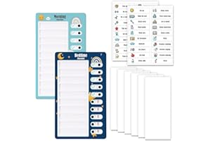 WALLFID 2PCS Checklist Boards, Chores Chart Routine, Behavior Chart for Kids, Detachable Routine Planner To Do List Boards for Kids (1 Morning Checklist & 1 Bedtime Checklist)