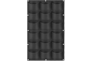 WHATWEARS Hanging Planting Grow Bags, 18 Pockets Hanging Vertical Wall Planter Wall Mounted Grow Bag Outdoor Indoor Gardening Vertical Greening Flower Container, Planting Bags(1.0 m × 0.5 m, Black)