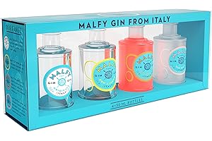 MIXCOMPANY.DE BAR & GLAS Malfy Gin Miniaturen Set - 4x50ml a 41Vol% / 1x Malfy Gin con Limone 50ml / 1x Malfy Gin Originale 50ml / 1x Malfy Gin con Arancia 50ml / 1x Malfy Gin Rosa 50ml - Gin Tasting Set - [Enthält Sulfite]
