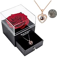 Yamonic echte Rose mit Liebe Sie Halskette Schmuck Geschenk Box-Handmade Eternal Real Rose zum Valentinstag Muttertag…