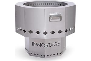 INNO STAGE Stainless Bonfire Fire Pit with Portable Carrying Storage Bag, Smoke-Free Firepit Bowl for Wood Pellet with Stand for Outdoor Campfire Flame or BBQ on Patio Garden Backyard - M