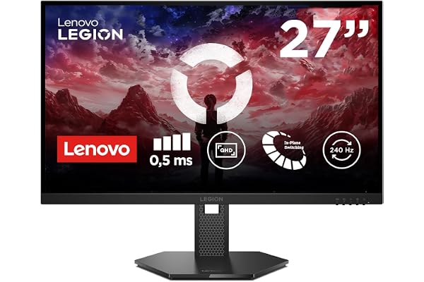 Lenovo Legion 27Q-10 - Écran Gaming de 27" QHD avec Eyesafe (IPS, 240Hz, 0.5ms, 2xHDMI+DP, AMD FreeSync Premium) - Inclinable et réglable en Hauteur - Noir