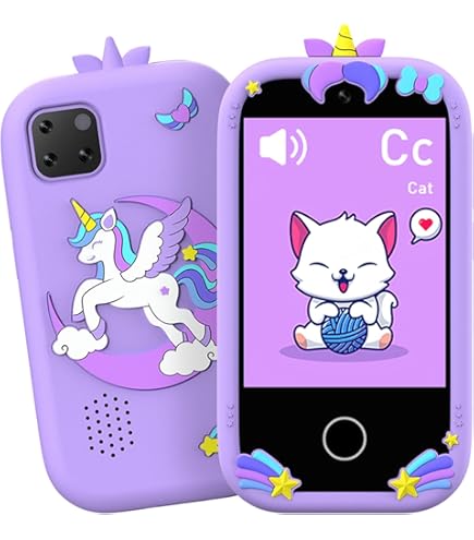 Telephone Portable Pour Enfant, Smartphone Pour Enfant Jouets Avec Appel SOS Musique Musique Livre Audio, Cadeau Pour 4-10 Ans, Rose