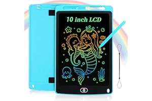 Coolzon Tablette D'écriture LCD Coloré 10 Pouces pour Enfants et Adultes Convient Portable, Ecriture LCD Tablette Dessin Magique Grands Cadeauxs pour 3 4 5 6 7 Ans Garçons Filles (Bleu)