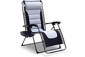 SereneLife Silla reclinable de Jardin, Patio, Tumbona, Acolchada, Bandeja Desmontable para portavasos, Exterior