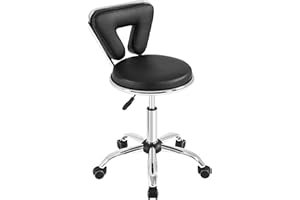 Yaheetech Saddle Stool Adjustable Rolling Salon Chair Swivel Rolling Wheels & Ergonomic for Hairdressing Massage Tattoo SPA Beauty Therapy Black