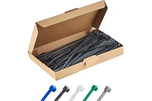 HAUS PROJEKT Noir Lot de 100 Attaches Zippées Industrielles de Qualité Supérieure, 200 mm x 4,8 mm, Multifonctionnelles, en Plastique, pour Usage Intérieur et Extérieur, Gestion des Câbles, Fils, Maison, Bureau