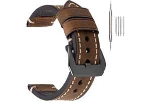 EACHE Vintage Leder Uhrenarmband Crazy Horse & Öl Wachs Herren Ersatz Uhrenarmband Armbänder Leder Mehrere Optionen für Farbe und Breite (20/22/24/26mm)…