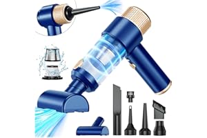 Dealswin 4 en 1 Aspirateur à Main sans Fil, Mini Aspirateur De Voiture Puissant 15KPA, 100500 TR/Min éLectrique Souffleur à Air Comprimé pour Voiture, Maison, Bureau, Pc, Poils d'animaux (Bleu)