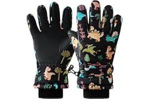 Vihir Guantes de Esquí para Niños, Guantes de Nieve Niño Niña, Guantes de Invierno Térmico Impermeable Anti-Viento Antideslizante y Transpirables para Niños y Niñas de 4 a 11 Años