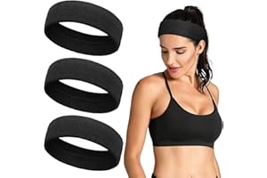 Tumurup Fascia Capelli Sport, Elastico Fascetta Capelli Uomo Donna fascia Tergisudore Antiscivolo Fascia Sudore Testa Uomo Adatto per La Tennis Yoga Corsa 3 Pcs