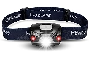 SHENKEY Linterna Frontal Recargable, Lámpara de Cabeza LED con 6 Modos de Iluminación, 500 Lúmenes de Luz Súper Brillante con LEDs Blancos y Rojos, Luz Frontal Impermeable para Acampar, Correr y Lectura