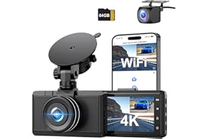 Dash Cam Front and Rear Camera, CHORTAU 3Inch Screen WiFi Dash cam, Upgraded 4K+1080P Dash Camera for Cars, Dashboard Camera with Free 64GB Card, Type-C Port, Parking Monitor, Super Night Vision