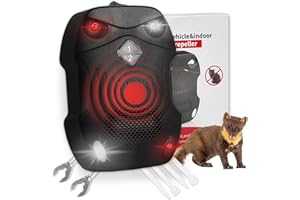 ZZLLKQ Marderschreck Auto - Frei Mobil Marderabwehr mit Blitzlicht & Ultraschall | 12V Autobatterie & USB&AA-Batterie | Effektiver Marderschutz für Motorraum, Garten, Dachboden