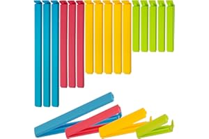 FAZAHM Set of 16 - Food Bag Clips for Food Storage in 4 Assorted Sizes & Colours - Food Clips for Keeping Food Fresh, Bag clips for Food Storage in Freezer Bags & Pet Food Storage Bags (Pack of 16)
