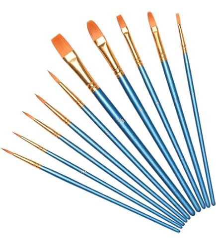 ZGTS Lot De 10 Pinceaux De Peinture En Nylon Avec Porte-stylo
