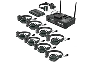 HOLLYVIEW Hollyland Solidcom C1 9-Users Wireless Headset Intercom System with Base Station & 9 headsets, 1.9GHz Full-Duplex Team Communication with AB Grouping Cloud Meeting Announcement Expandable Connection