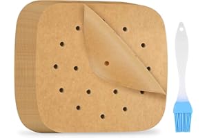 MENGQILE 200 hojas de papel Pergamino de freidora de aire, papel horneado perforado 21 cm sin pegarse y papel sin blanquear perforado, para sartenes, hornos, microondas