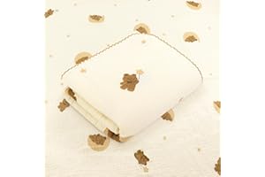 Hivia 110 * 100CM Couverture Bebe Naissance- Plaid Gaze de 100% Coton, Couverture d'emmaillotage Bébé Couverture Cosy,Cadeau Bebe Naissance Convient aux Bébés de Tous âges|Ours