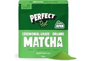 PerfectTed Ekologiskt Matcha Pulver 30g, Ceremoniell Grad, Grönt Te, Japan | Grönt tepulver för matcha latte, smoothies & bakning. Skuggodlat & stenmalet, L-teanin & antioxidanter. Vegansk, glutenfri