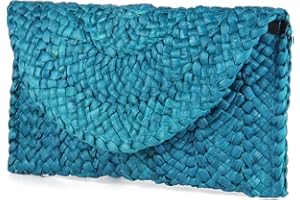 Syrads Pochette estive da donna in paglia intrecciata Borsa a tracolla in paglia Borsa da vacanza al mare