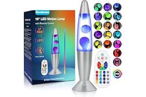 DAVALAMPA 17 Colours Changing Large Liquid Motion Lamps with Remote: 16 Inch Giant LED Night Light for Kids Adults - Relaxing Table lamp Glitter Mood Lighting for Home Room Office Christmas Decor (White)