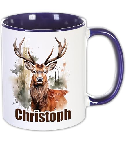 Porzellan-Tasse 0,4 L Mit Hirsch-Motiv – Fine Bone China, Spülmaschinenfest