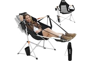 KingCamp Campingstuhl faltbar, Verstellbarer Rücken Schaukelstuhl klappbar mit Getränkehalter, Campingstuhl für Erwachsene & 