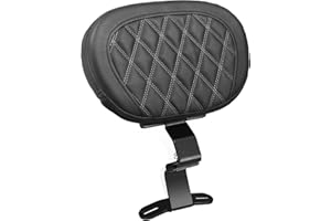 YIKHOUMALL YHMOTO Motorcycle Driver Rider Backrest Pad For Harley Davidson Touring CVO Street Glide Road King Road Glide Electra Glide Ultra Limited models 1997-2024 (Black-White Stitching)