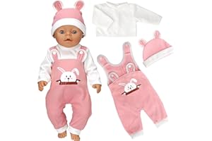 Gemtte Vêtement de Poupée pour New Born Baby Poupée 43-48 cm, Vetement Poupee pour bébé, Cadeaux pour Les Filles, Rose Lapin