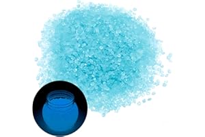 KLINNA 10000 Stück Nachtleuchtende Deko Steine – Bunte Leuchtende Sand Kieselsteine, Fluoreszierende Partikel für Miniteich, Garten & Leuchtsteine als Kinder Bastelzubehör(Hellblau)