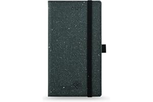 POPRUN Agenda 2026 Semana Vista Bolsillo 16,5 x 9 cm, Papel de Material Renovable, Planificador Semanal 2026 con Tapa Dura, 80 GSM Papel EU, Gris Oscuro