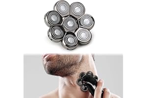 QOCO 8 Head Shavers Heads Replacement,8D BaldeHead Cutter Universal Replacement Blade for Men Electric Shaver Easy Install Back-Up Rotary Heads Trimmer Razor Accessories(Silvery)