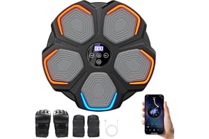 Domigard boxningsmaskin med musik – Bluetooth-boxningstränare | med 2 par handskar, 8 hastighetsträning, integrerad träffmäta