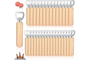 QHKLEW Wooden Bottle Opener, Wooden Handle Beer Bottle Cap Opener, Portable Bottle Opener, Personalised Beer Bottle Opener with Wooden Handle for Home, Kitchen, Bar (30 Pieces Wood)