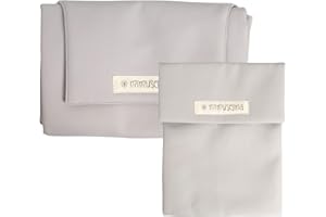 Mimuselina Pack de Cambiador Bebé Portátil y Bolsa Pañales | Impermeable, Plegable y en Polipiel | Accesorios Bebé para Paseo o Viaje | Hecho a Mano en España