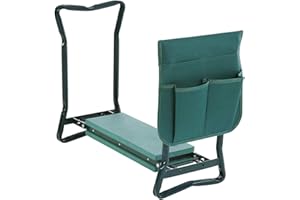 ‎TUBIAZ Tubiaz 2 in 1 Kniebank für Gartenarbeit, Gartenhocker mit Eva-Schaumkissen Gepolstert, Klappbar Gartenbank Arbeitshocker mit Werkzeugtasche, Erntebank Klapphocker Kniestuhl, 60 x 50 x 28 cm, Grün