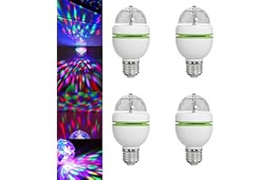 NICWHITE Disco Light Bulb, RGB Color Changing LED Lights Bulb Rotating Disco Ball Light Strobe Light Bulb Stage Lights Bayonet Fitting E27, for Disco Birthday Party Club Bar Indoor Out Door Parties (4)